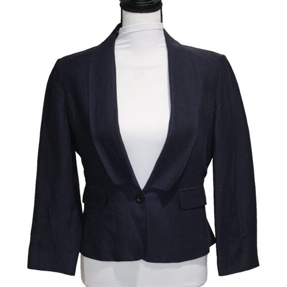 SEE BY CHLOE Women's Virgin Wool Linen Blue Casual Jacket Blazer Romania Size 6 - Picture 1 of 8